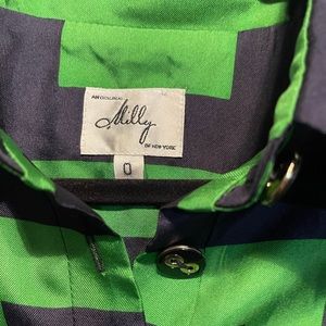 Milly of New York green navy silk geo dress